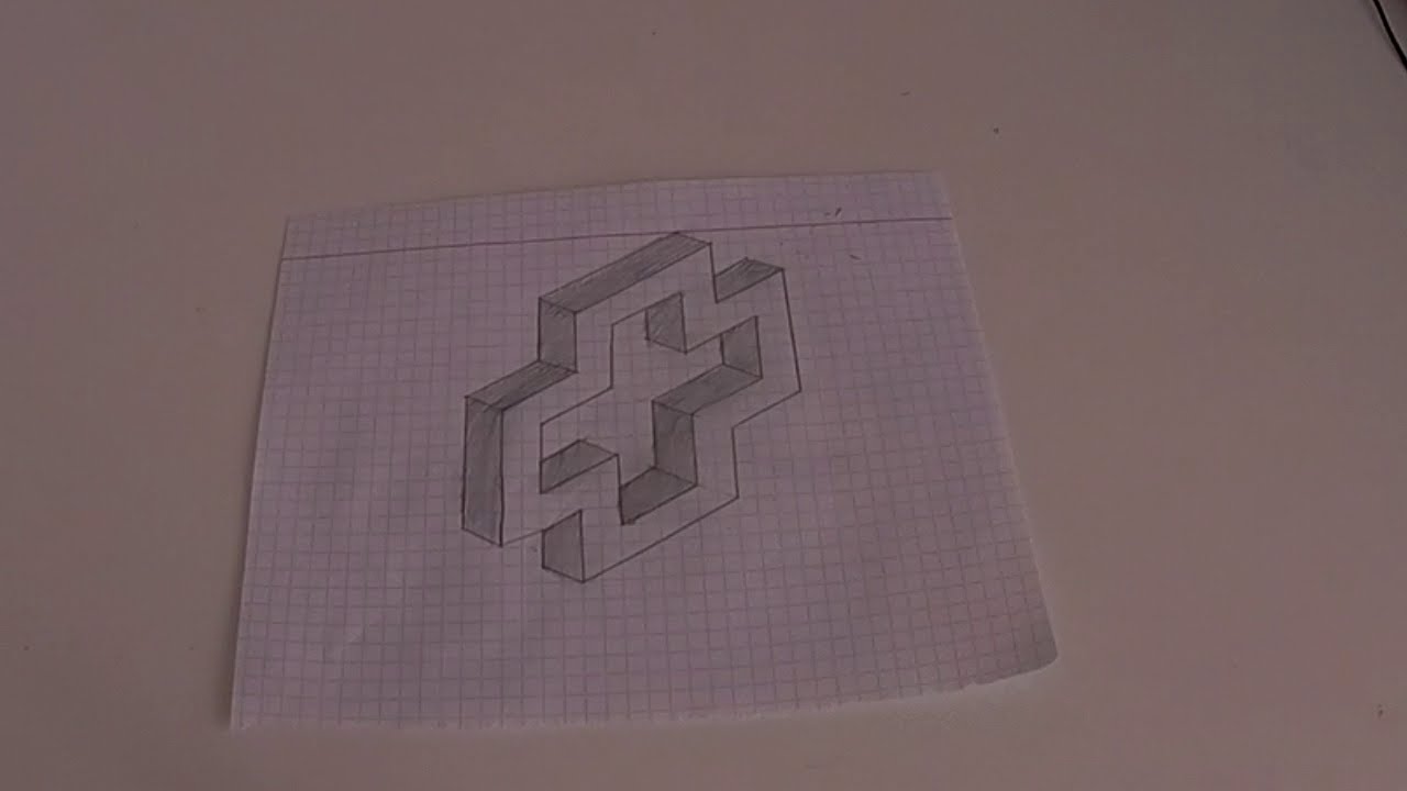 Как нарисовать объемный крест по клеточкам