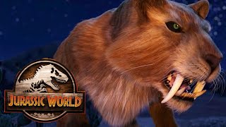 Saber- Toothed Tiger Attacks The Campers Juric World Camp Cretaceous Season 4 Clip
