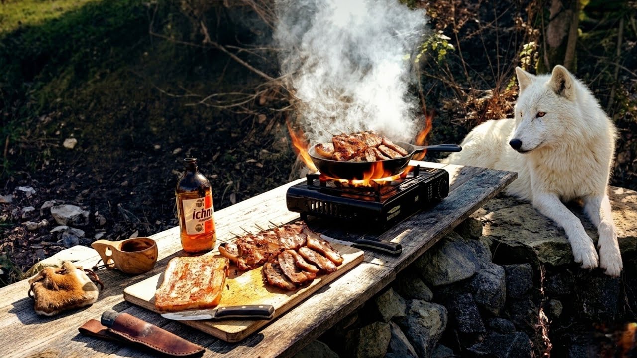 Epic Pork Feast! Bushcraft Cast Iron Skillet | Outdoor Cooking
