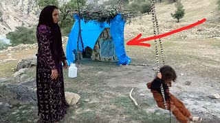 Toward  new life: Khadija sets up new tent for her life