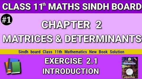 Class 11 maths sindh board New book Chapter 2 Exercise 2.1 Introduction  Matrices and Determinants