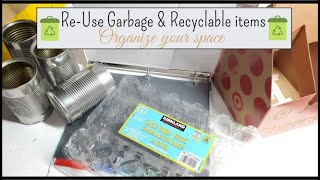♻ORGANIZE YOUR SPACE WITH GARBAGE & RECYCLABLE ITEMS - RE-USE BINDERS, CANS, EGG CARTONS & CARDBOARD