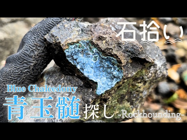 1.美品　岫玉(しゅうぎょく)で作った　ふくろう　天然石　処分 Rockhounding] Beach Full of Minerals! Finding Blue Stones