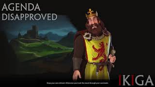 SCOTLAND - ROBERT THE BRUCE MASTER WAYNE ALL VOICED QUOTES & DENOUNCE - CIV VI RISE AND FALL DLC