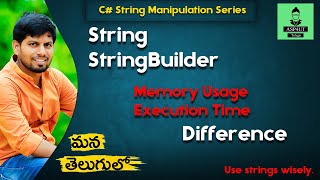 String vs stringbuilder Execution and memory usage Difference in Telugu | #asp4ut