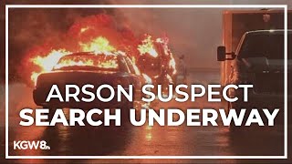 Portland police search for arson suspect who set 15 vehicles on fire at training facility