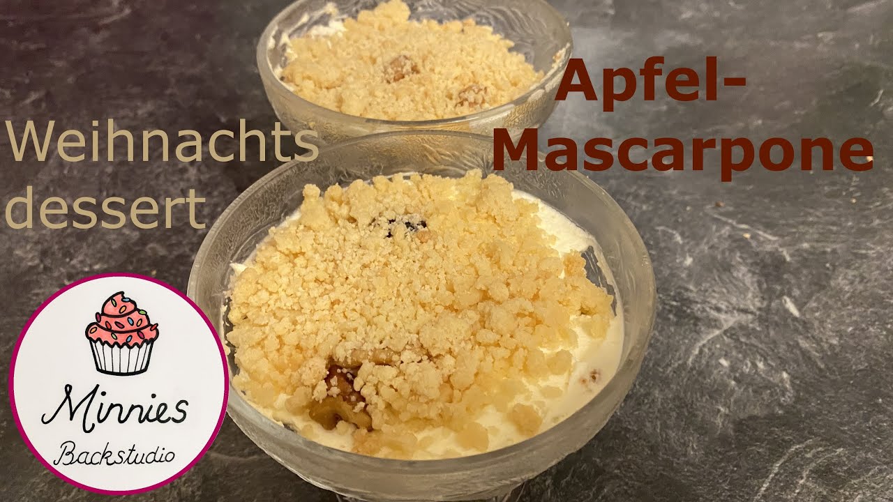 Fantastisches Apfel Mascarpone Dessert mit Walnuss Crunch /Streusel ...