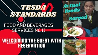 FBS NCII WELCOMING GUEST WITH RESERVATION (ACTUAL FOODS SERVED)