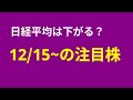 【12/15(月)~の注目株】