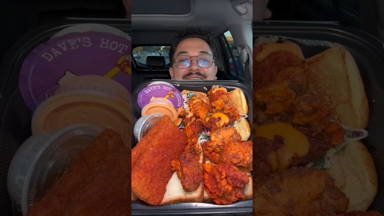 Dave's Hot Chicken 🔥 One Bite and I Was Hooked 🤤 | ASMR Food Review #shorts #asmr #daveshotchickenuk