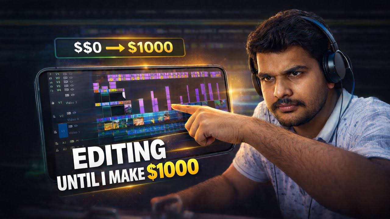 Editing Videos Until I Make $1000 (LIVE Challenge) @johnmdanes
