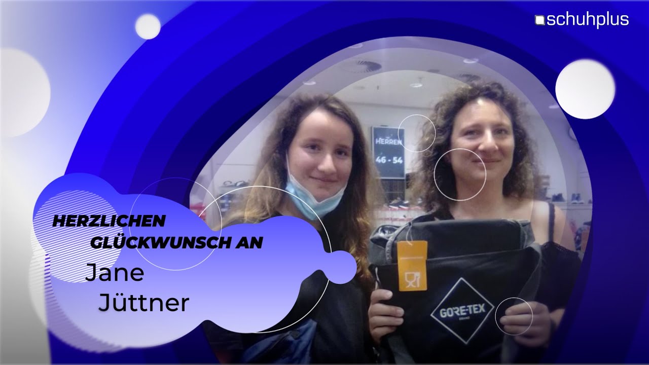 Glückwunsch von schuhplus Dresden an Jane Jüttner zur gewonnenen Kühltasche von Gore Tex