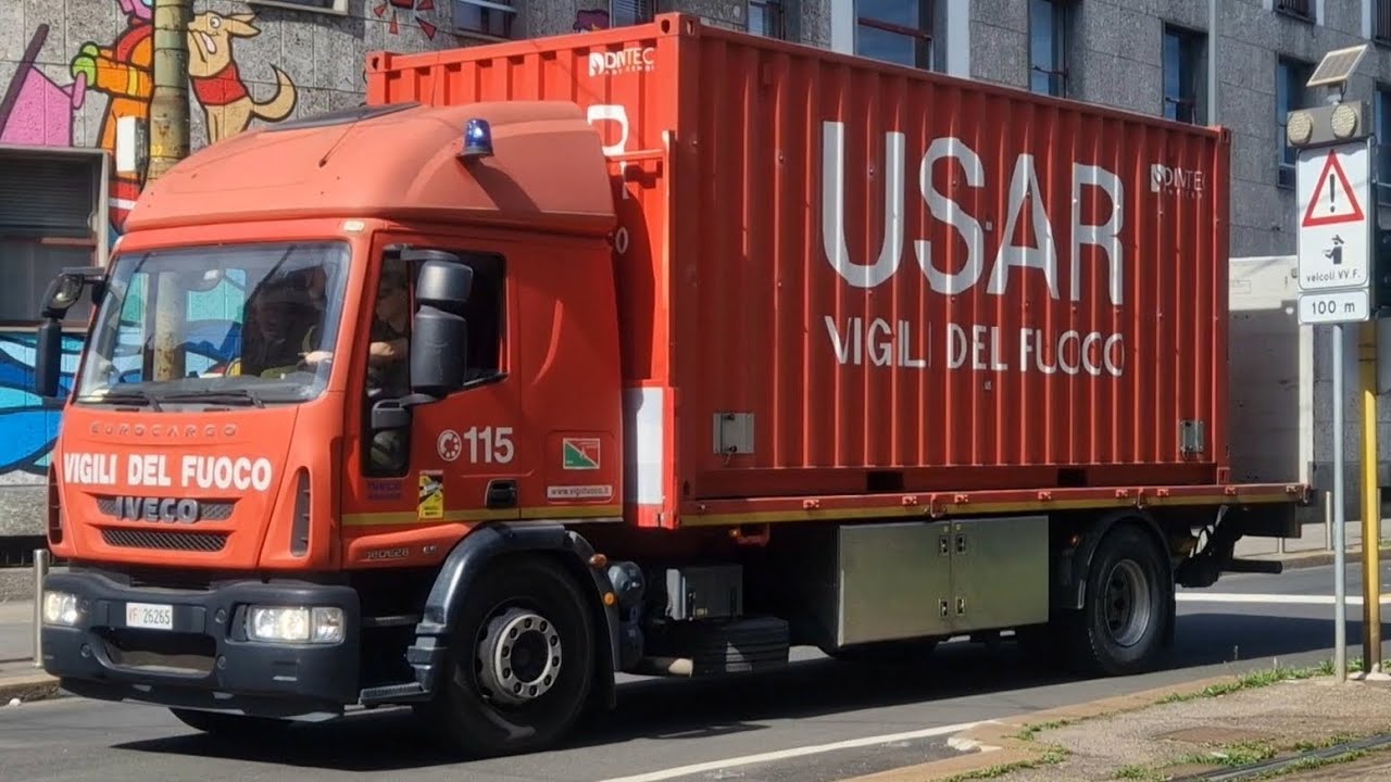 [RARE] Partenza ACT/USAR + AF/USAR Vigili del fuoco Milano in sirena 