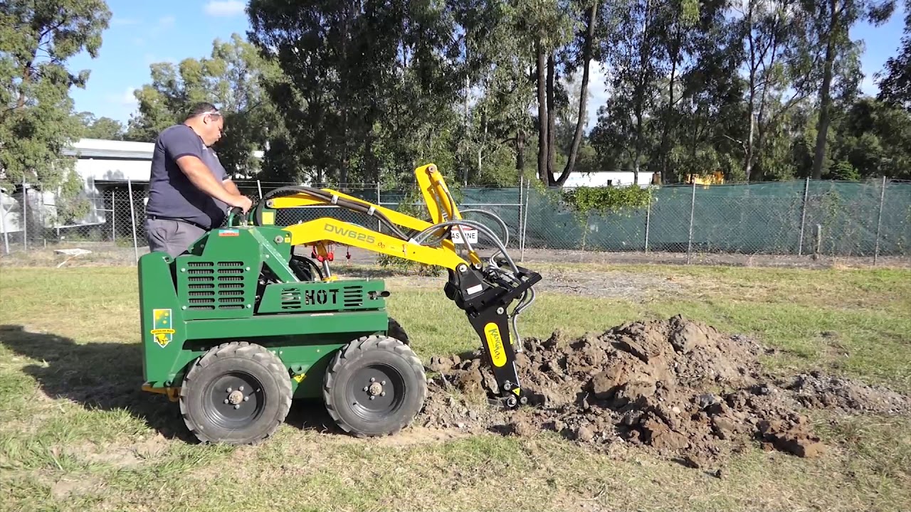 Slewing Front Hoe Attachment for Mini Skid Steers YouTube