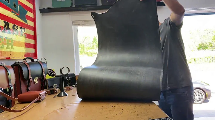 Inspecting a black English Bridle Leather Hide