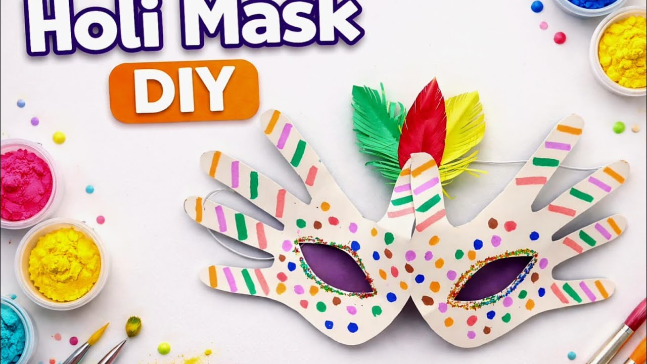 Holi DIY Mask | Easy Holi Craft Ideas | Easy Holi mask making 