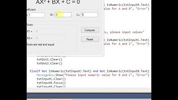 Visual Basic (Quadratic Equation)