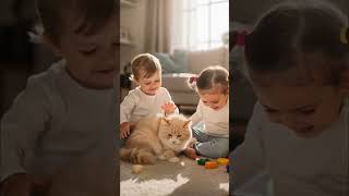 kids playing with cat. #aivideo #aicartoon #ai #cartoon