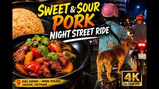 Quiet Saigon Night Ride | Sweet & Sour Pork Rice and a Peaceful Ride Home | 4K POV