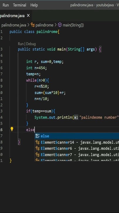 Palindrome of a Number in Java | Java Programming | @snehacodes7132 ...