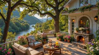 Relaxing Piano Music and Fireplace Sounds 🌿 Lakeside Porch & Gentle Breeze | Summer Ambience screenshot 5