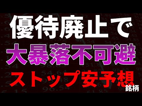 株主優待廃止で大暴落不可避！ストップ安予想銘柄