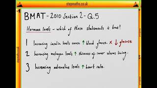 BMAT 2010 Section 2 - Q05 Bio - Hormone levels - Worked Solution