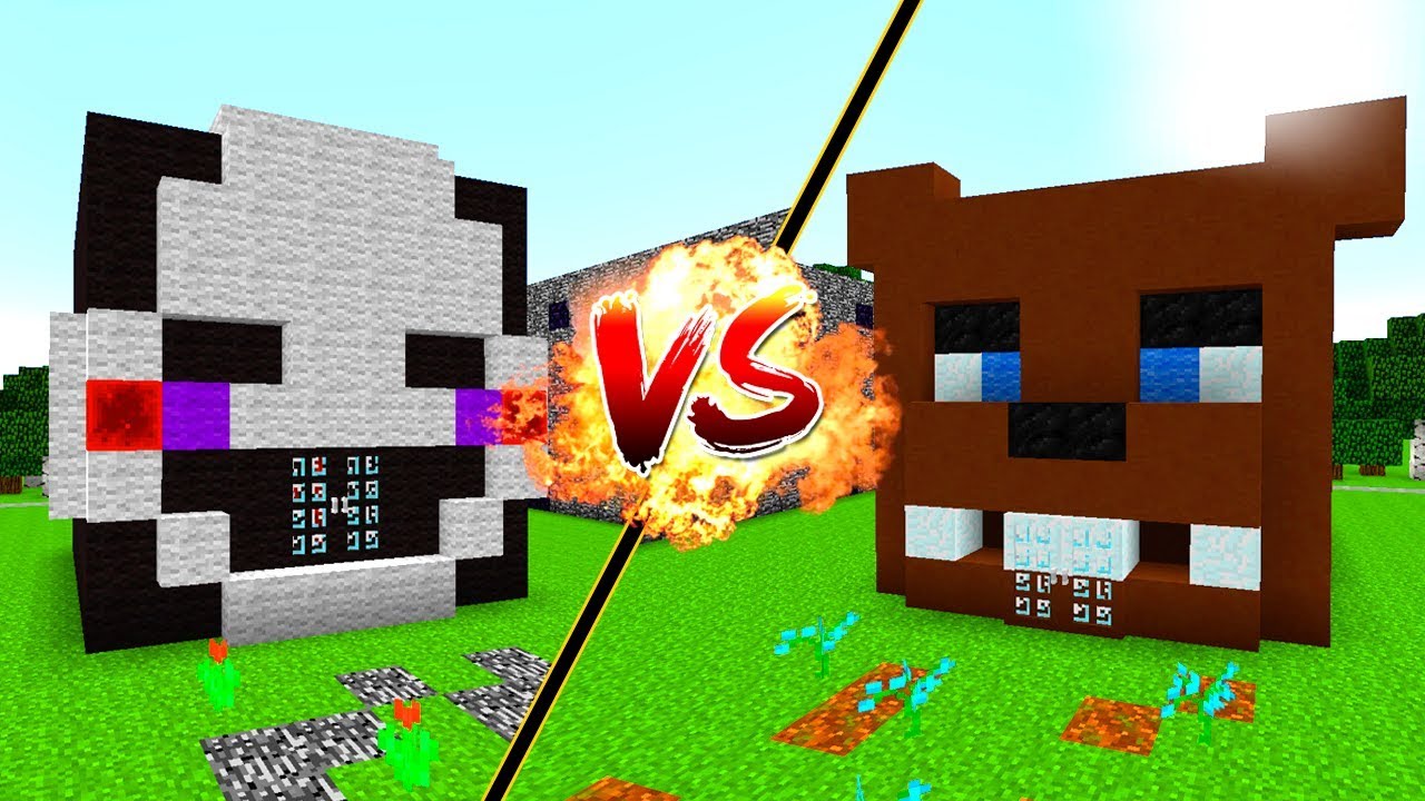 CASA VS CASA DE ANIMATRONICOS EN MINECRAFT - CASA FREDDY VS CASA PUPPET EN MINECRAFT gameplay español transistor
