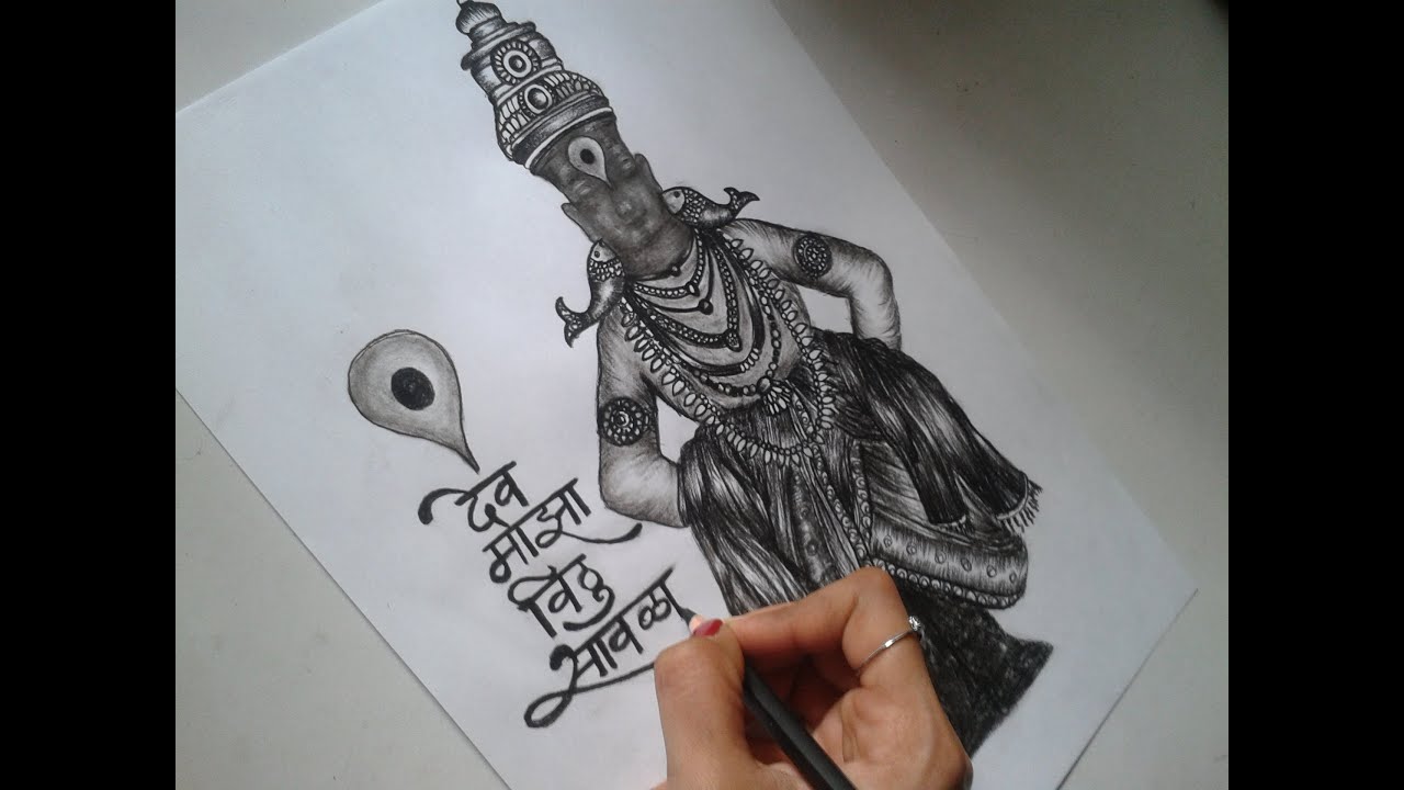 How to draw a beautiful pencil shading sketch of lord vitthalPanduranga  mandalaartpenart  YouTube