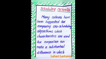 Scheduling Criteria in Operating Systems notes by LahariLectures #shorts #operatingsystem #notes