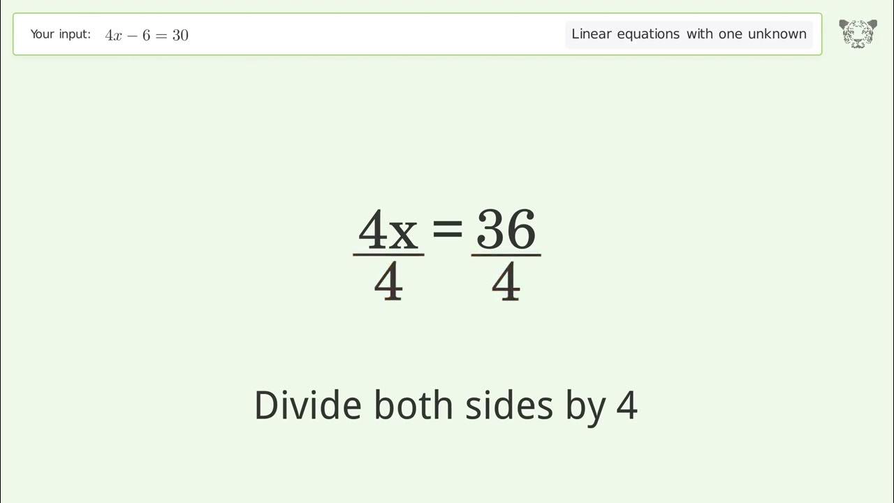 Linear Equation With One Unknown Solve 4x 6 30 Step by step Solution linear-equation-with-one-unknown-solve-4x-6-30-step-by-step-solution