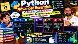 Python Advanced Concepts 🔥 List Comprehension, Lambda, Map & Filter | #ep17 #python