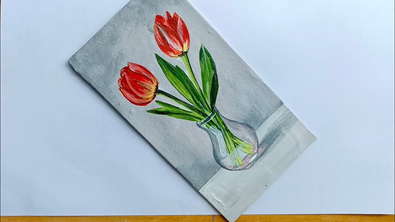 How to paint a flower painting ll Easy acrylic painting for beginners 🙂