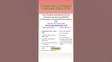 UPSSSC ITI Instructor (Anudeshak) Documents Upload 2023 | ITI Instructor Recruitment 2022 #shorts