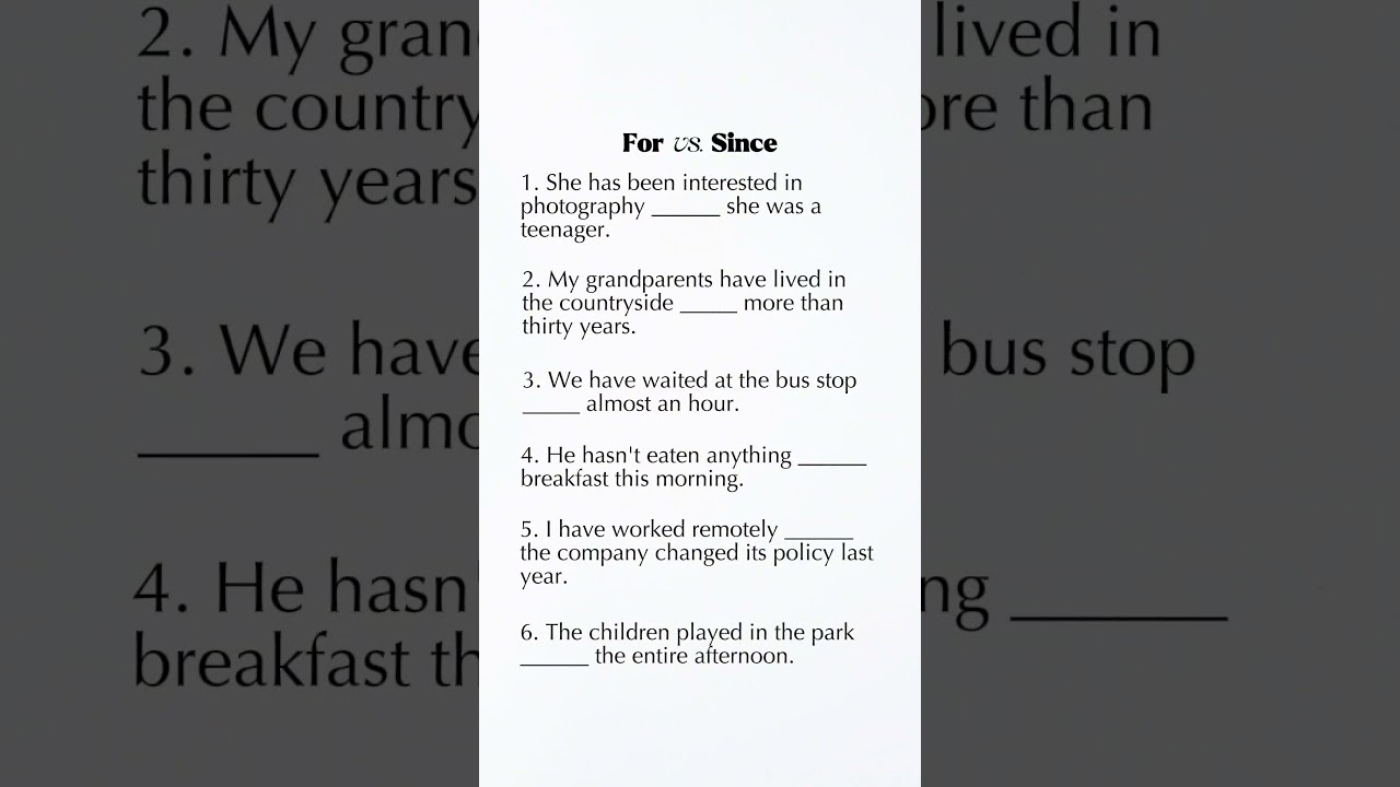 For vs Since in English Grammar