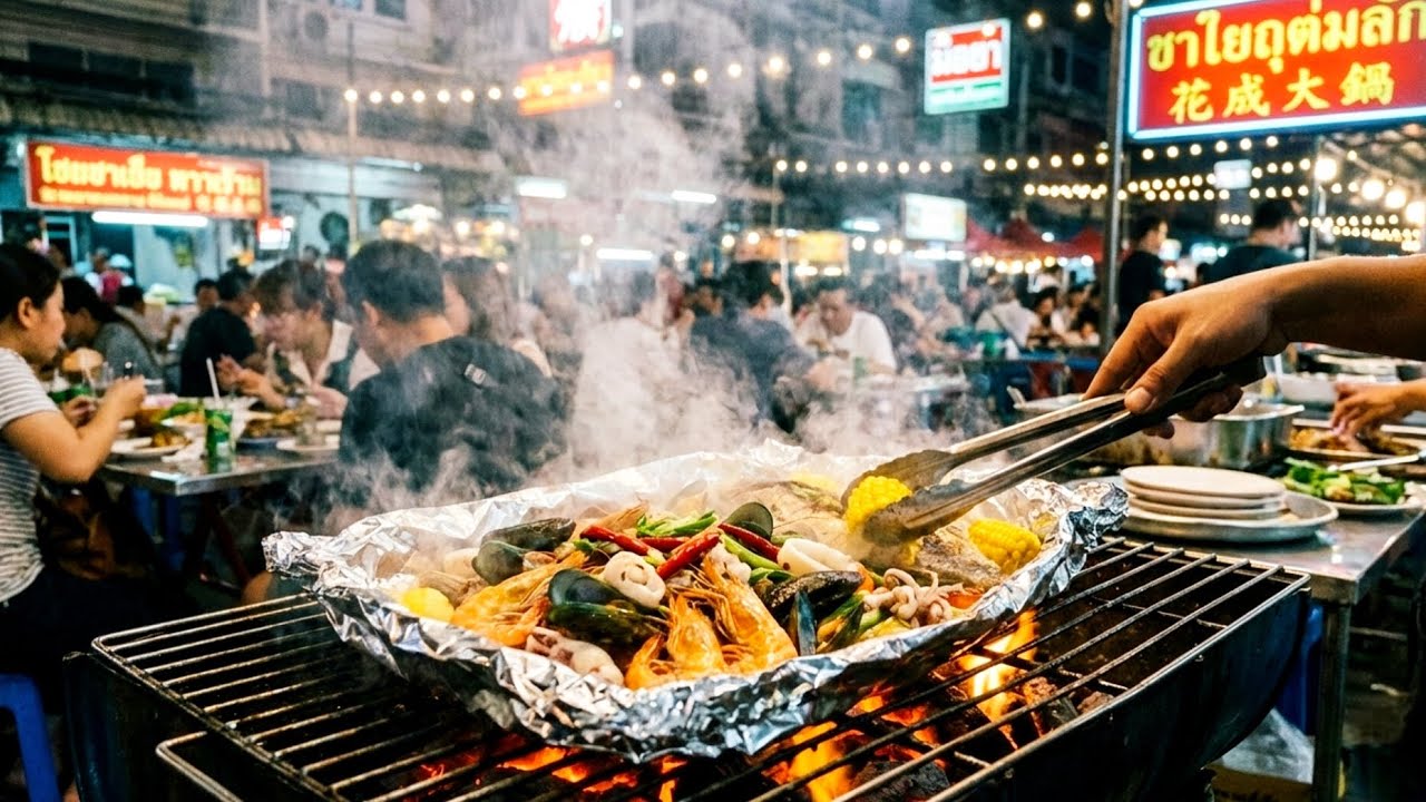 Seafood in Foil on a Hot Grill | Street Food Experience