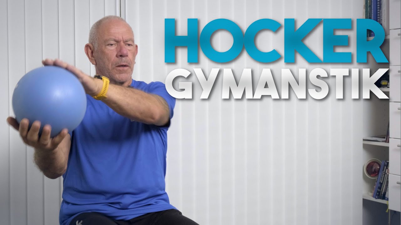 Hockergymnastik mit einem Ball