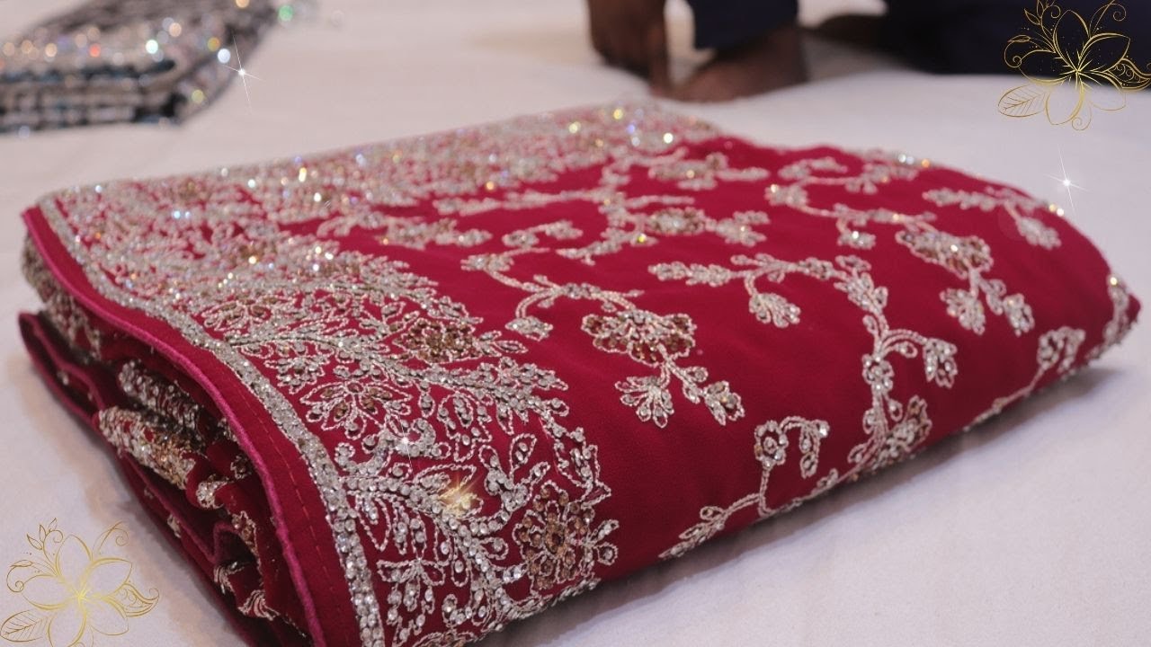 ARNG-4338 “The Raspberry Sorbet” Premium Designer Saree||Georgette Fabric||Crystals||Zari