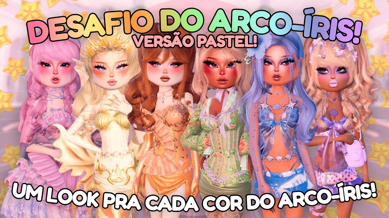 DESAFIO DO ARCO ÍRIS VERSÃO PASTEL NO DRESS TO IMPRESS - Um look pra cada cor do arco-íris!