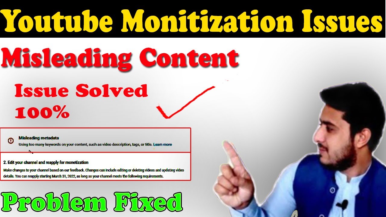 Misleading Metadata Issue is Solved 100% || Youtube Monitization Issues