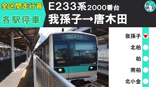 【全区間走行音】常磐線各駅停車・千代田線・小田急線 E233系2000番台 我孫子→唐木田