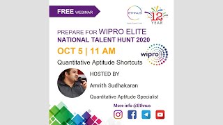 Wipro Elite - National Talent Hunt 2020  | Webinar | Aptitude Round Shortcuts