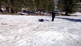Hannah sledding