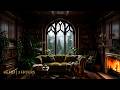 Calm Your Mind & Relax 🌧️ Cozy Victorian Botanical Library & Fireplace ASMR