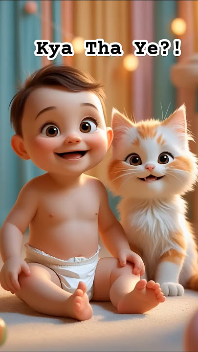 Baby and Kitten Get a Funny Surprise! 😂 | Fart Reaction Moment #shorts #babyfart  #catshorts