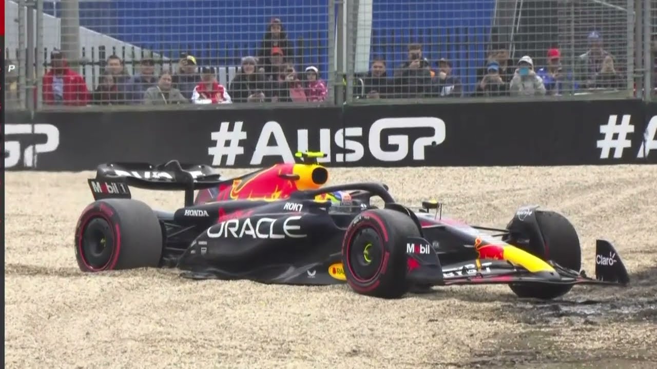 Checo Perez crashes out of qualifying in Q1 at the Aus GP F1 Kayo Sports