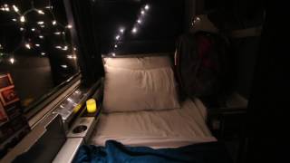 Getting ready for bed in a roomette of Amtrak Silver Star Train