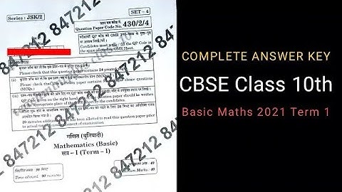 CBSE CLASS 10TH basic Mathematics  ANSWERS KEY 2021-22 | CBSE EXAM Term 1 | set-4 430/2/4