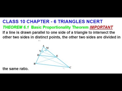 CLASS 10 CH 6 TRIANGLES BASIC PROPORTIONALITY THEOREM - THEOREM 6.1 (In ...