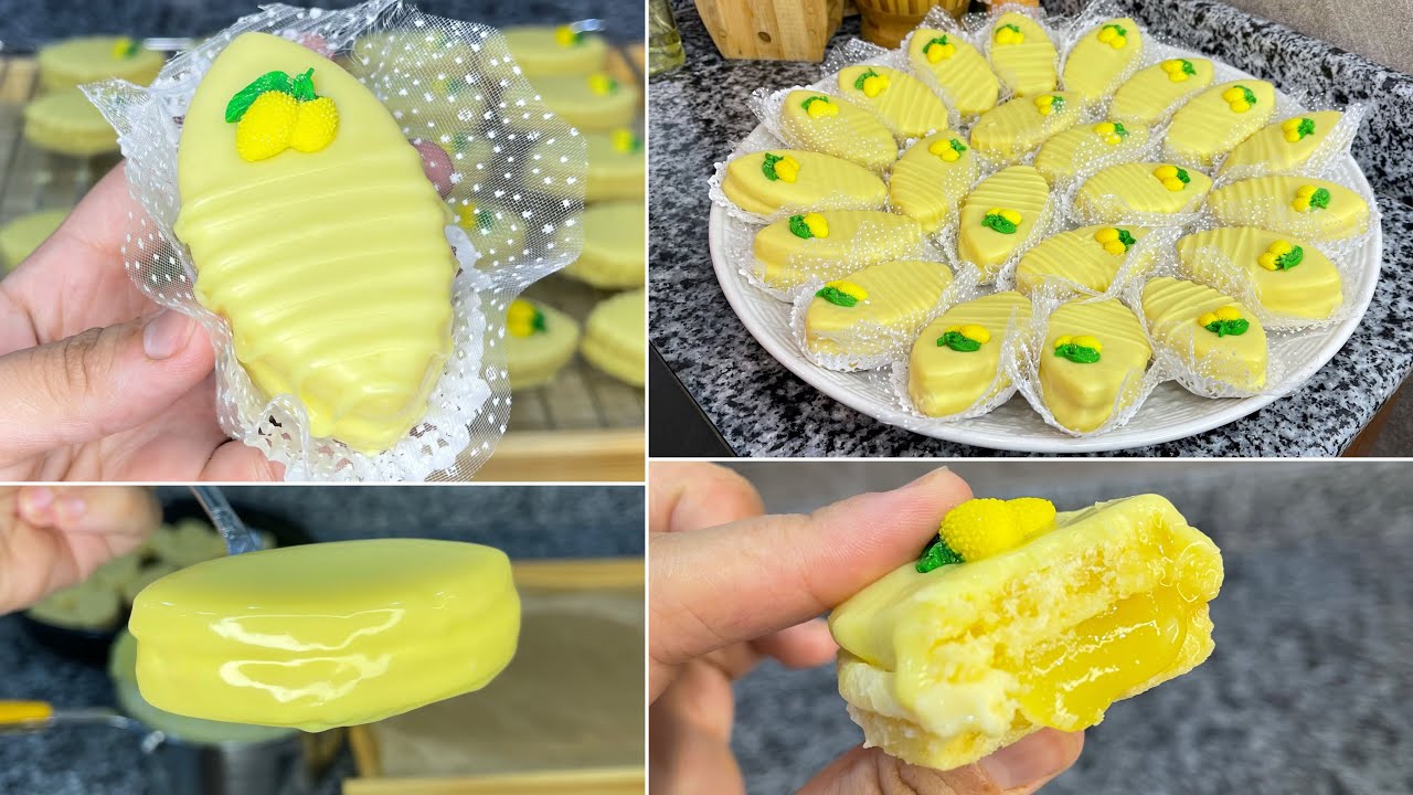#حلويات_عيد_2024 ديليس الليمون المنعش🍋محشي بكريمة الليمون صنع منزلي و كريمة زبدة بذوق الليمون يذووب